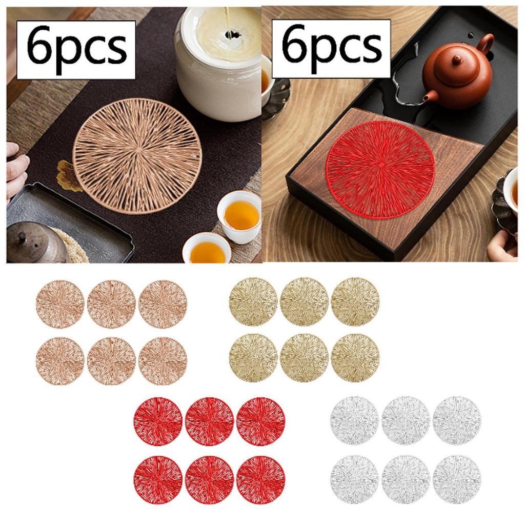 6 Pieces PVC Drink Coasters Cup Pads Multifunctional Table Top Protection Round