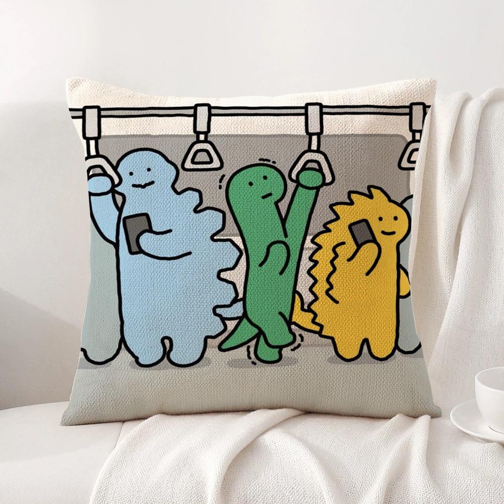 Cartoon Art Joguman Cushion Cover Summer Coolness Linen Fabric Double-Sided Printing Pillow Case Sofa Home Decor Gift