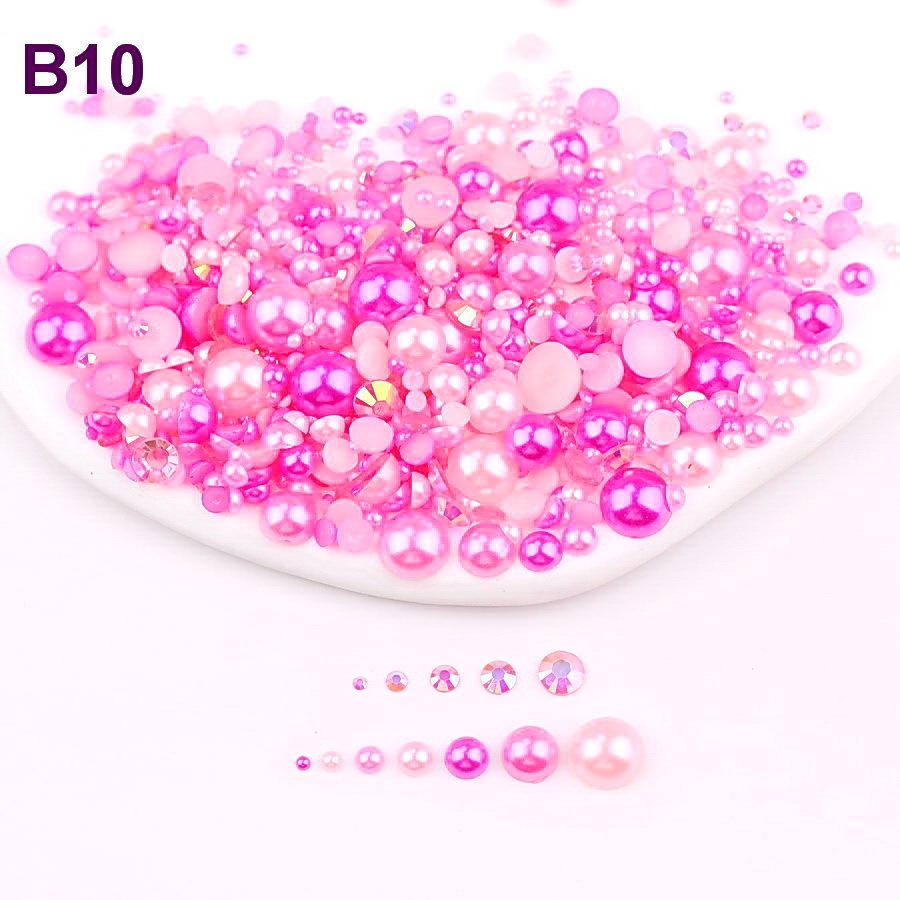 Mixed 2mm-10mm Half-Round AB Plated Resin Pearls - DIY Accessories