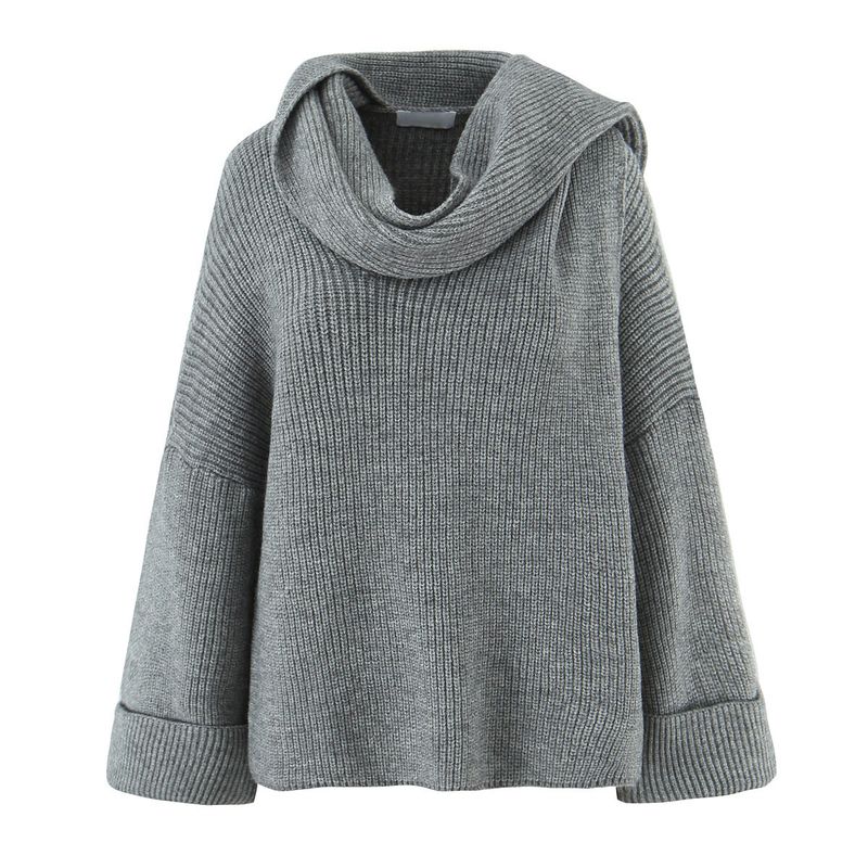 Fall New Women's Clothing French Retro Design Idle Style Loose Scarf Sweater Knitted Cardigan Top