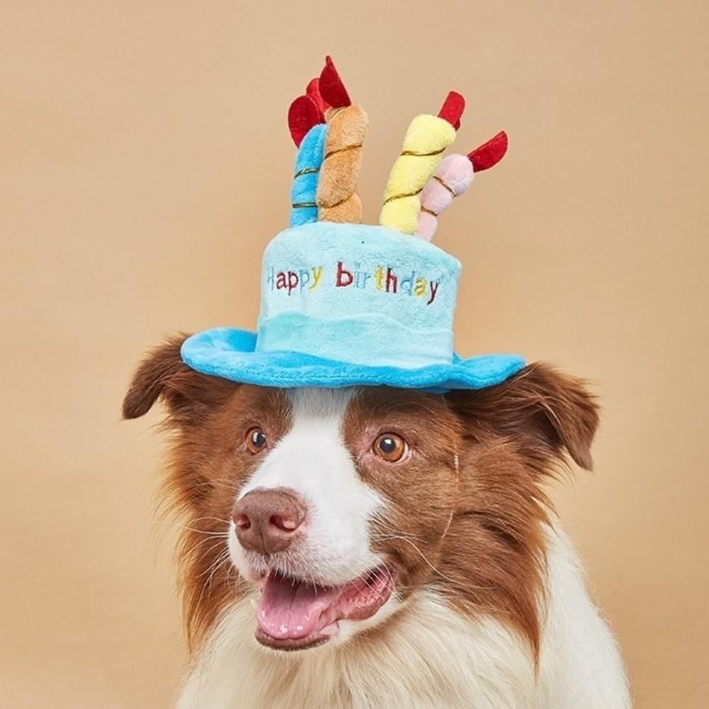 Pet Cosplaying Cute Pet Birthday Hat Adjustable Colorful Birthday Cake Hat Plush Soft Cat Party Costume Photography