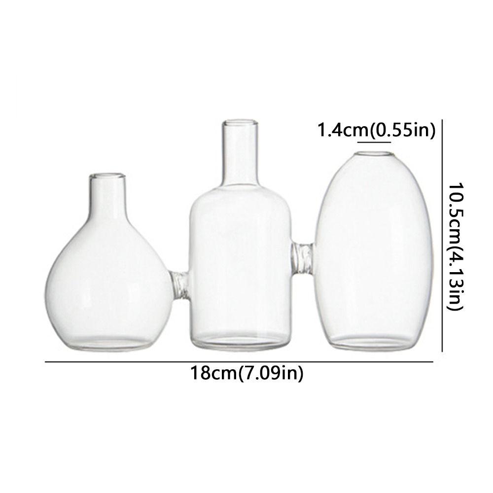 Transparent Glass Vase Triple Connected Plant Terrarium Clear Flower Vases Indoor Propagation