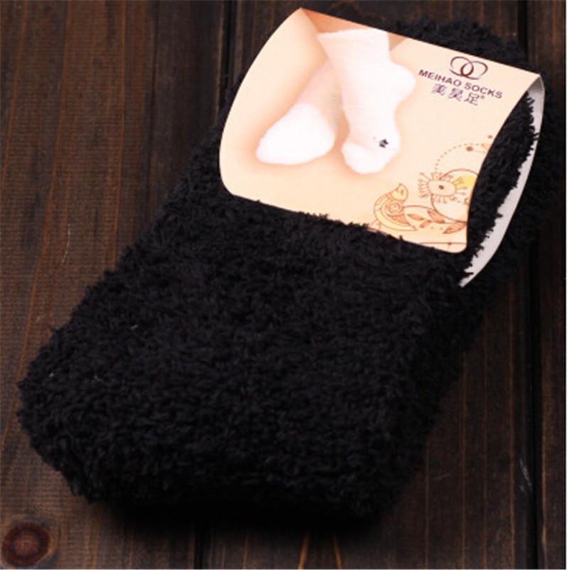 Cute Socks Women Bed Socks Pure Color Fluffy Warm Winter Kids Gift Soft Floor Home Accessories Funny Socks New Year's Gift