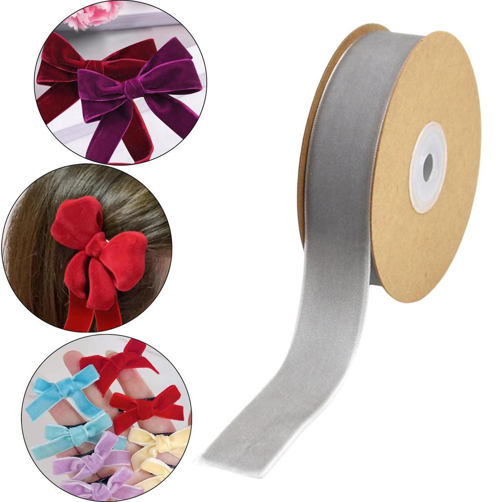Velvet Ribbon with Spool Flocking Ribbons Florist Ribbon Single Face Velvet Ribbon Roll for Gift Wrapping Birthday Invitation