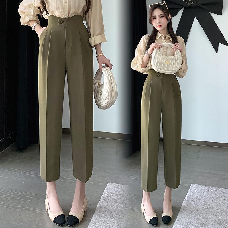 2025 Spring/Summer Women's High Waist Harem Pants – Casual Straight-Leg Cigarette Style