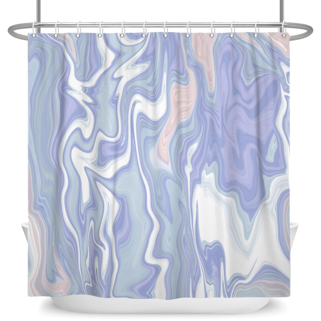 Marble Texture Shower Curtain Abstract Fluid Art Print Waterproof Bath Curtain Bathroom Decor Multiple Color Polyester With Hook