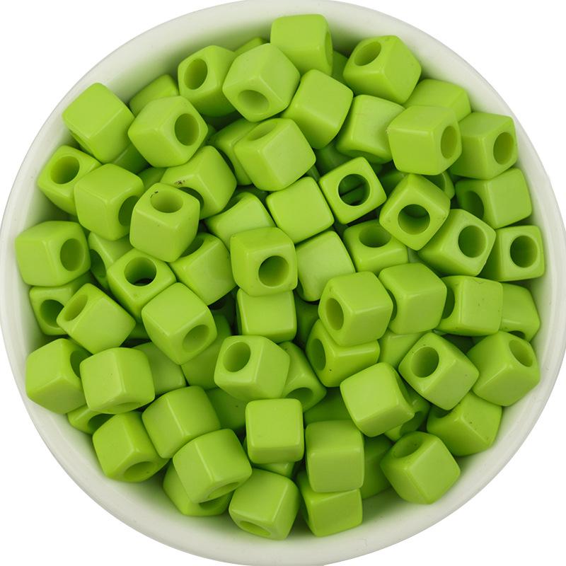 100-Pack Acrylic Square Beads: Solid Color, Large Hole for DIY Colorful Beading Projects