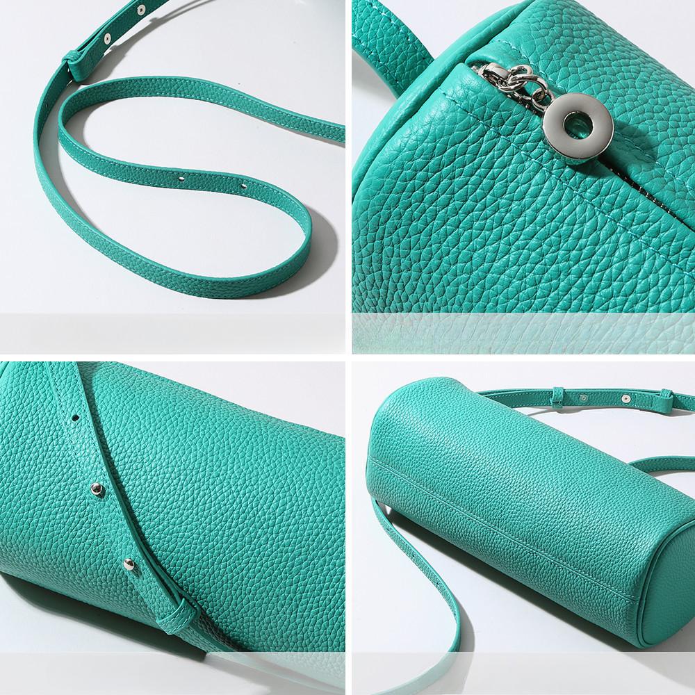 Simple Style Genuine Leather Bag Women's Fashionable Commuting Round Bag Trendy Crossbody Bag
