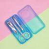 Metal Nail Clipper Set 4-piece Blue Mini Storage Box Nail Clipper Trim Set Scissors Ear Digger Spoon Nail Care Multi Functional