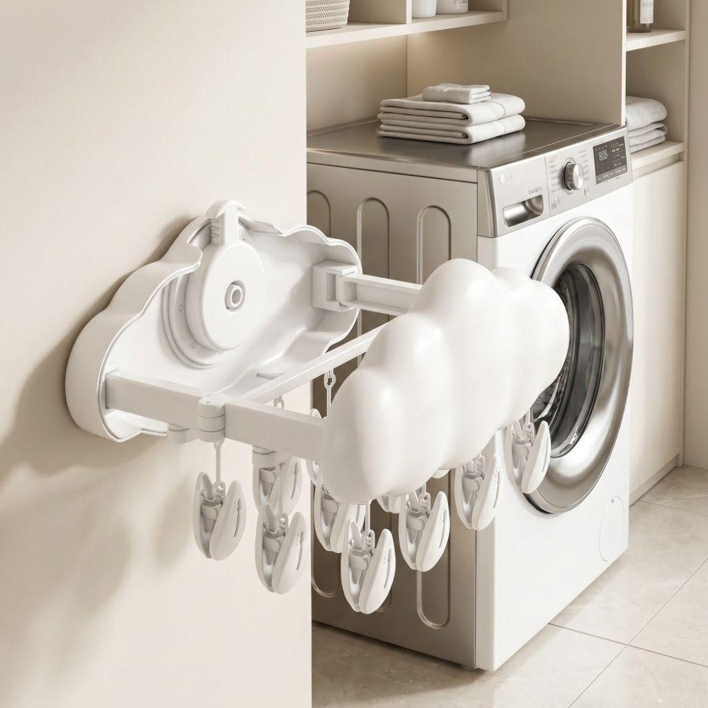 Folding Folding Drying Rack Expandable Windproof Baby Clothes Hanger Cloud Shape Non-slip Hanging Underwear Holder Bathroom