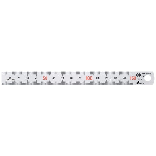 Shinwa Sokutei Stainless Steel Ruler, 15cm, JIS Class 1, with Red Numbers, 14001