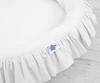 Set: hanging cotton canopy for a children's room and a nest with a ruffle - white