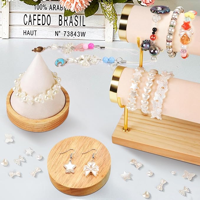 DIY Handmade Earrings Accessories Ribbon Bow Shape Acrylic Bead ABS Imitation Pearl Handmade Material With Hole Jewelry Making Children Necklace