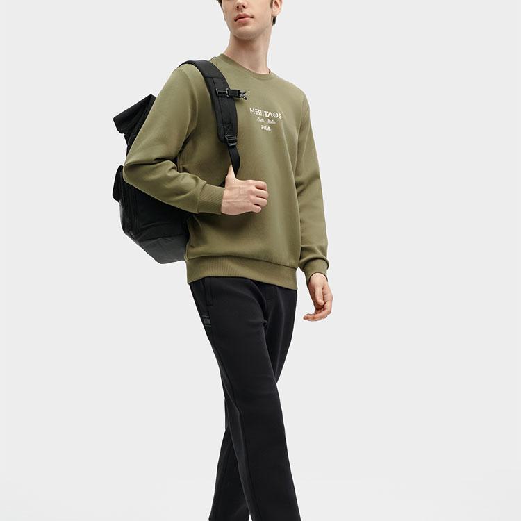 Fila Heritage Series Letter Round Neck Pullover Sports Sweatshirt Men Sweatshirt Banana-Coffee F11M418210F-DG