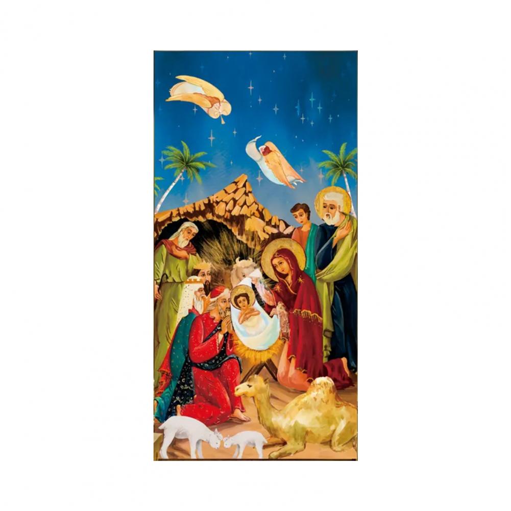 Christmas Decoration Fabric Door Banner Christmas Door Cover Set Nativity Scene Banner Decorations for Holy Night Xmas Door Sign