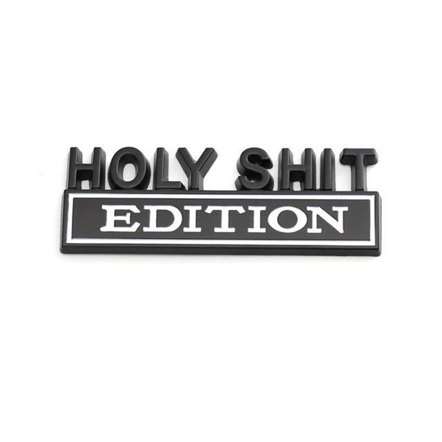 1Pc 3D Metal Holy Shit Edition Logo Car Front Grille Badge Side Fender Rear Trunk Emblem Sticker Decal