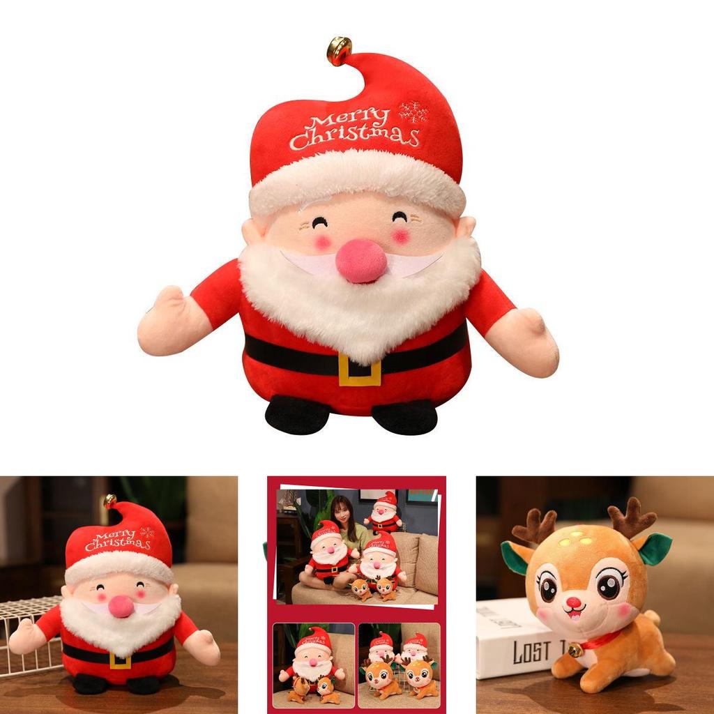 Cute Christmas Santa Claus Deer Plush Toy Doll For Kids