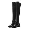 Fashion Genuine Leather Women's High Boots Fashion Slip-On Over-the-Knee Women Boots 2025 Autumn Winter Flock Round Toe Stretch Boots