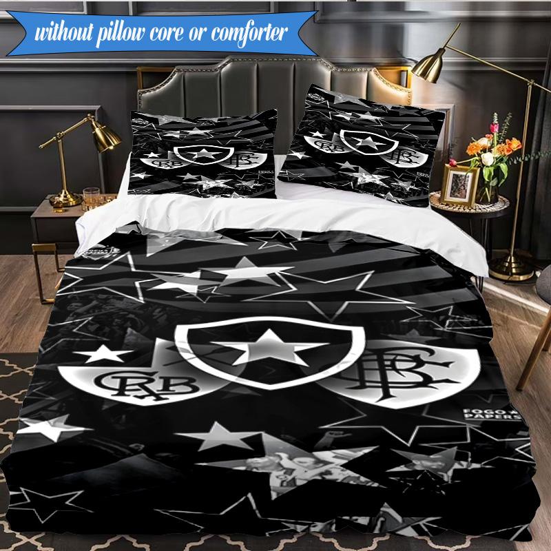 3PCS Botafogo De Futebol E Regatas Printed Soft Bedding Set,Including 1pc Duvet Cover And 2pcs Pillowcases Perfect for Bedroom, Dormitory, Fan Gift