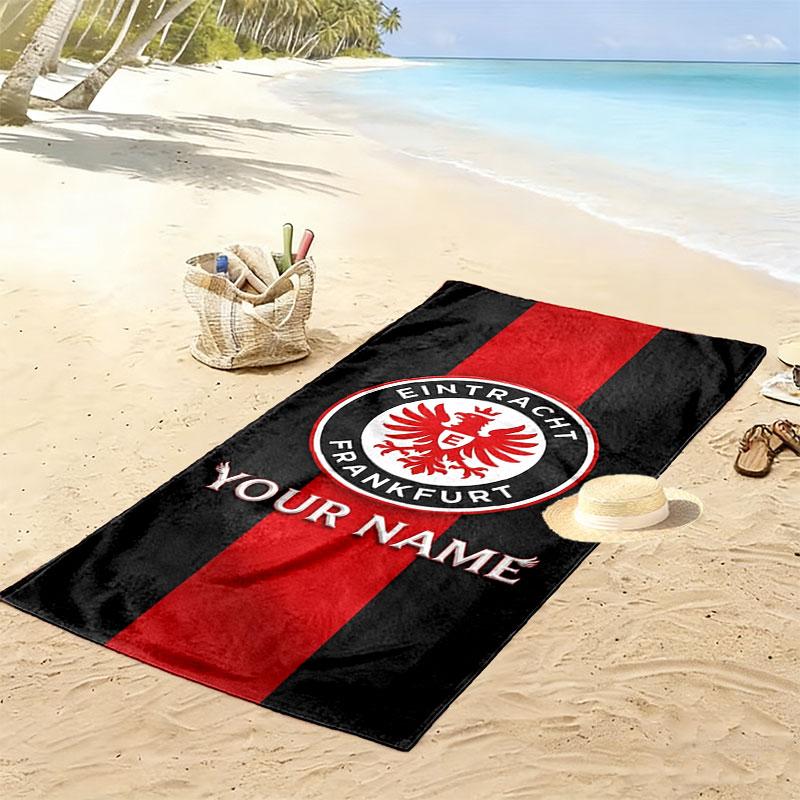 Eintracht Frankfurt Benutzerdefinierter Name Druck Strandtuch, Großes Weiches Schnelltrocknendes Handtuch für Strand Camping Schwimmen