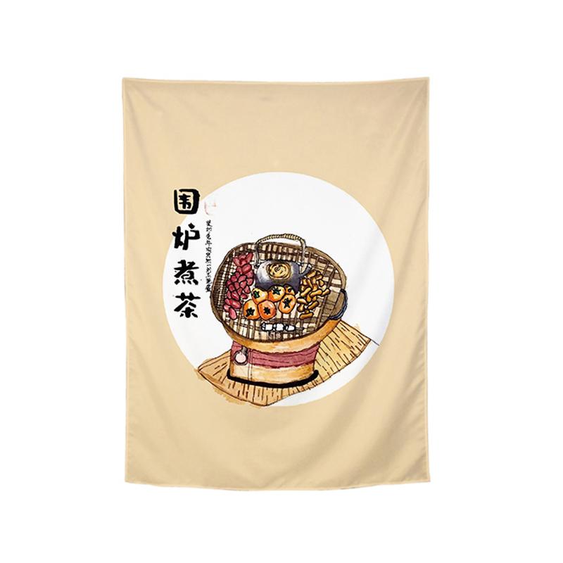 Chinese Style Calligraphy Valance Tea Culture Homestay Tavern Tea Room Hanging Cloth Camping Barbecue Atmosphere Decoration