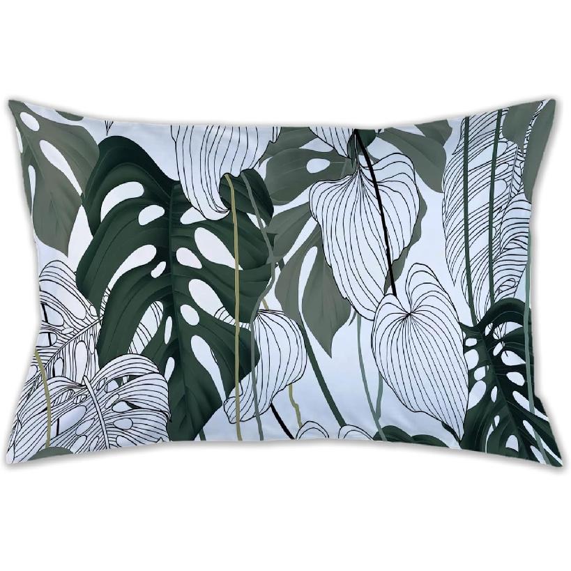 Japanese Anime Pillowcase Kawaii Cat Cute Pillow Case Green Plants Rectangular Cute Pillow Covers 20"x 30" Inch Pillowcases with Hidden Zipper Sofa