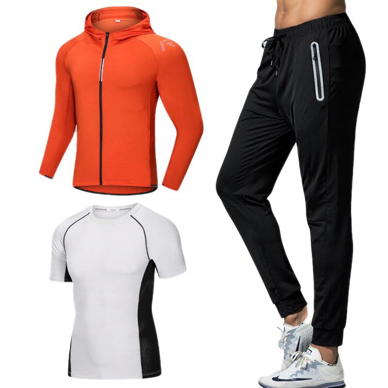 Men's Breathable Basketball Sportswear Set: Sweat-Wicking Autumn Jacket & Tight Long Pants for Running & Fitness