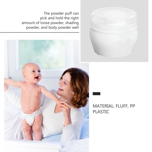 Frcolor Baby Powder Puffs, Set of 2, Portable, White, Baby & Kids Body Talcum Powder Puffs, Perfect for Baby Showers and Body Care