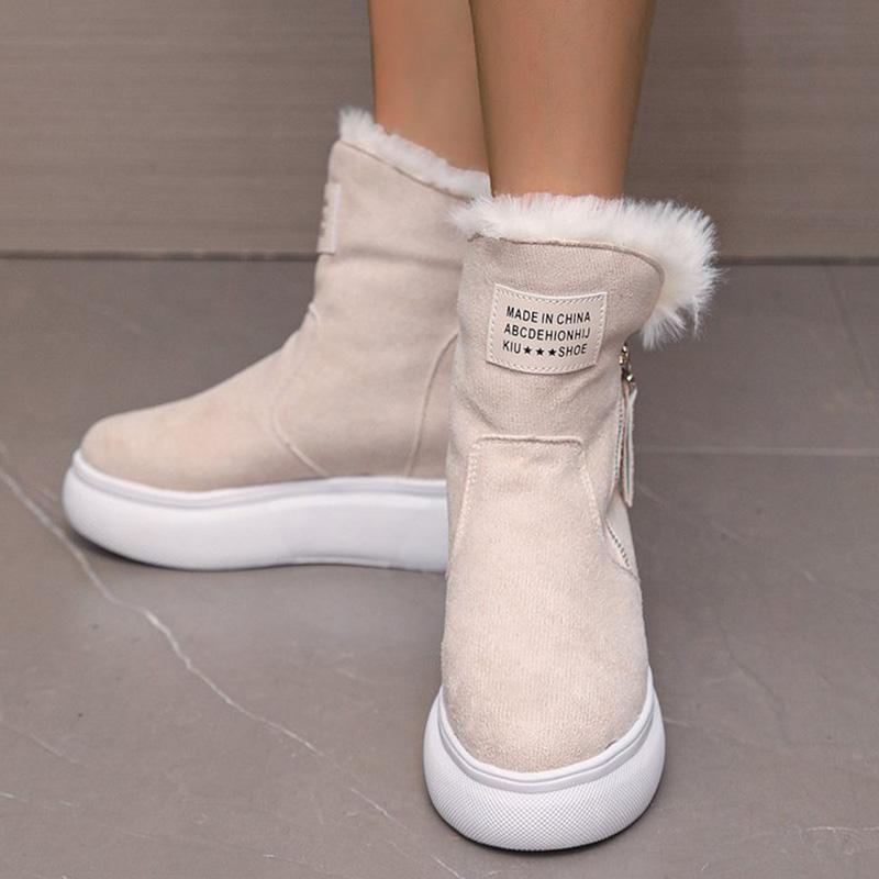 Fashion Winter Fashion Patchwork Snow Boots Women Non Slip Platform Snow Boots for Woman Faux Suede Short Plush Warm Booties Lady