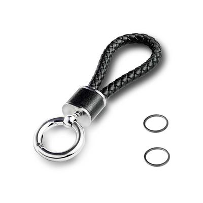 HUIKKJP Schlüsselanhänger, Doppelring, Schlüsselring, Geflochtenes Leder, Für Fahrräder, Autos, Smart, Beliebt, Sehr