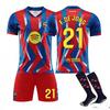 Tinédzserek Gyerekek Felnőttek Egyedi Név Futball Mezek 2025-26 Barça 3. Vendég #21 F.DE JONG Edző Mez Szett Zoknival