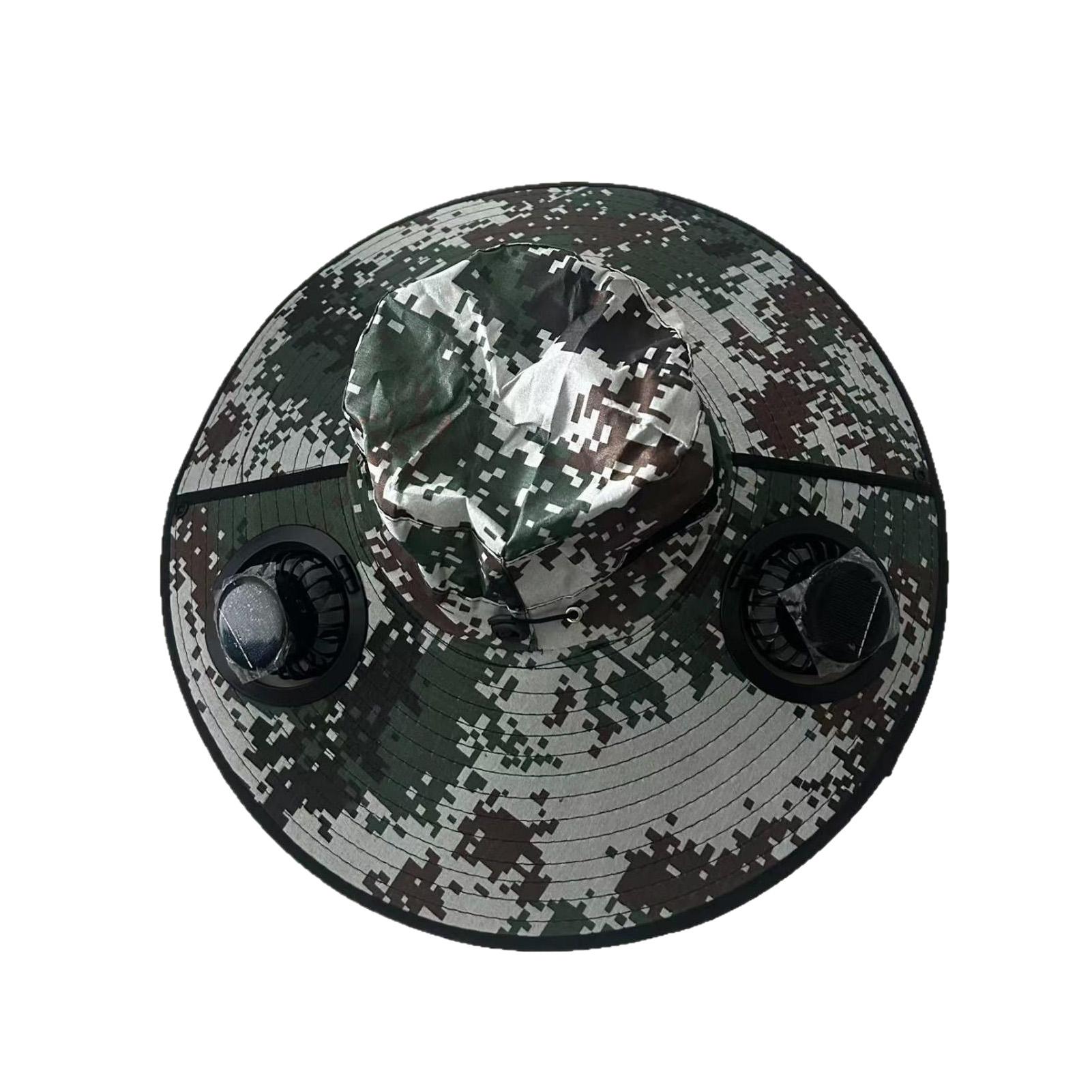 

For Outdoor Camping Fishing Hiking Sunscreen Fisherman Hat Solar Fan Cap Portable Solar Charging Cap with Fan камуфляжний