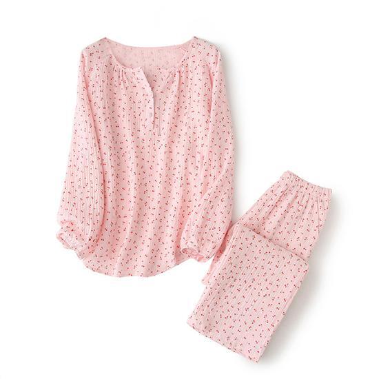 Skinny Five Little Cherry Round Neck Pure Cotton Yoru Pajamas 3 Types Choose 1