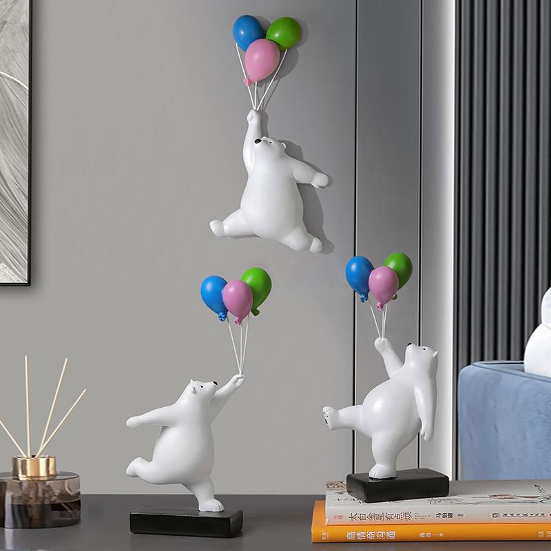 Resin Bear Animal Sculpture Nordic Creative Wall Balloon Wall Decor Pendant Living Room Children's Room Bedroom Wall Decorations