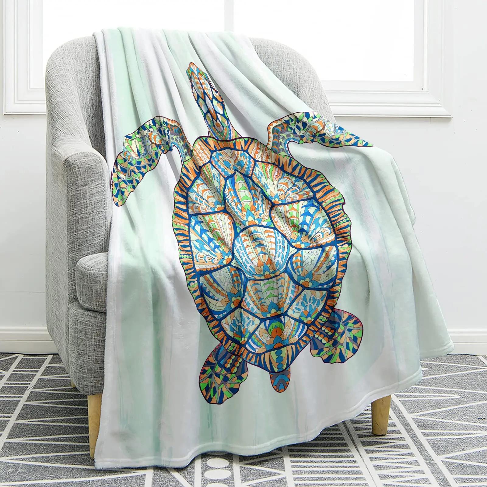 

Creative Turtle Series Printed Blanket for Sofa Bed Travel Camping Living Room Office Conditioning Blanket for All Seasons Gifts 75x90cm