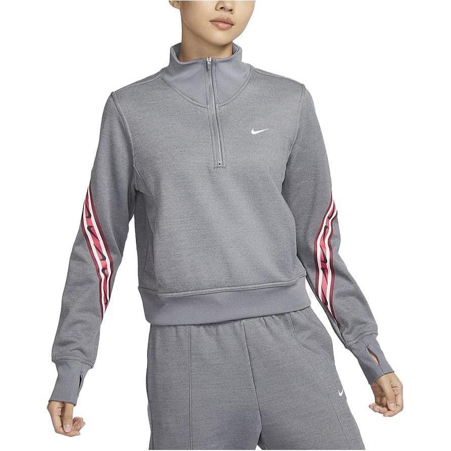 Nike Therma-Fit One Printed Stand Collar Half-Zip Casual Long Sleeve Sweatshirt Women sweatshirt Carbon-Gray FB5170-091