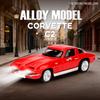 LUNGU-Q-1:32 Corvette Vintage Classic Car Four-Wheel Shock Absorption Simulation Alloy Car Model Collectible Ornament Light & Sound140000