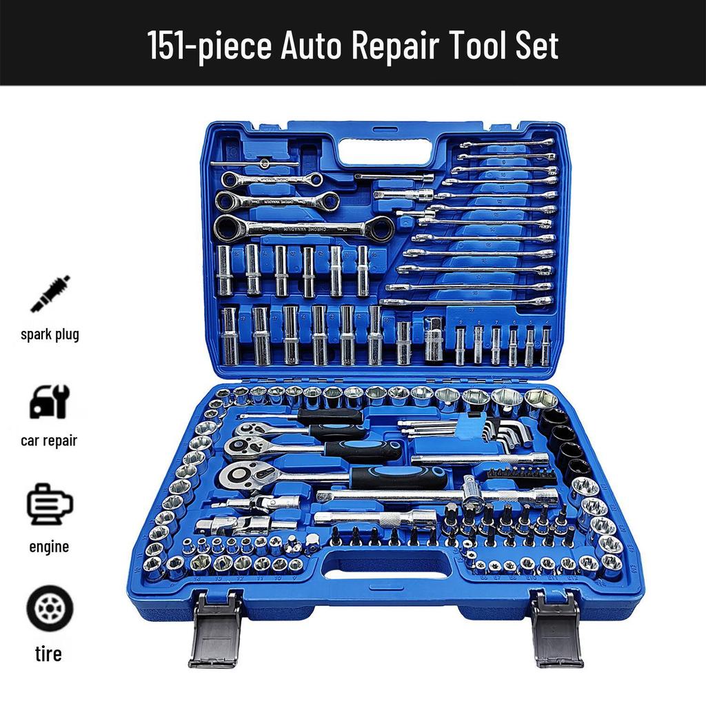 46-Piece Ratchet and Socket Wrench Set for Car and Motorcycle Repair