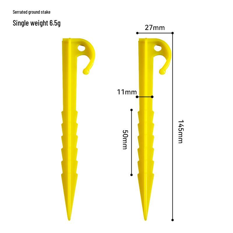 5,5" vroubkované plastové stanové kolíky, 14,5 cm prodloužený design ovčího rohu, stanové příslušenství