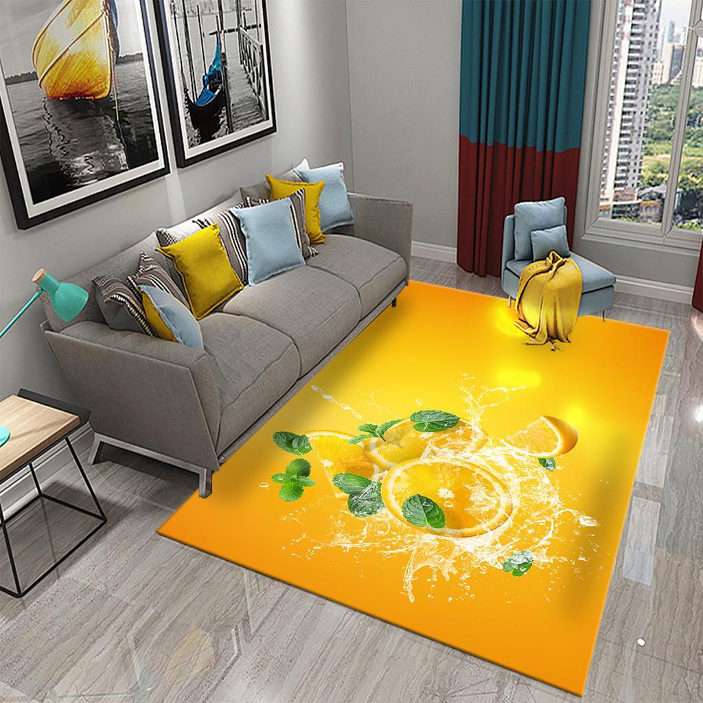 Yellow and Green Lemon Carpet Fresh Fruit Pattern Doormat Bathroom Kitchen Anti-slip Carpet Bedroom Living Room Decor Floor Rugs