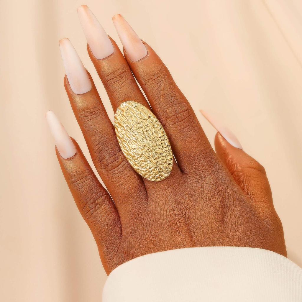 High-End Women's Fashion Irregular Pleated Texture Open Finger Ring Set