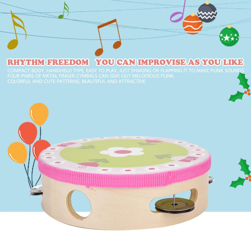 15cm Wooden Handheld Tambourine Hand Drum Bell Musical Percussion Instrument Toy Gift(3#)