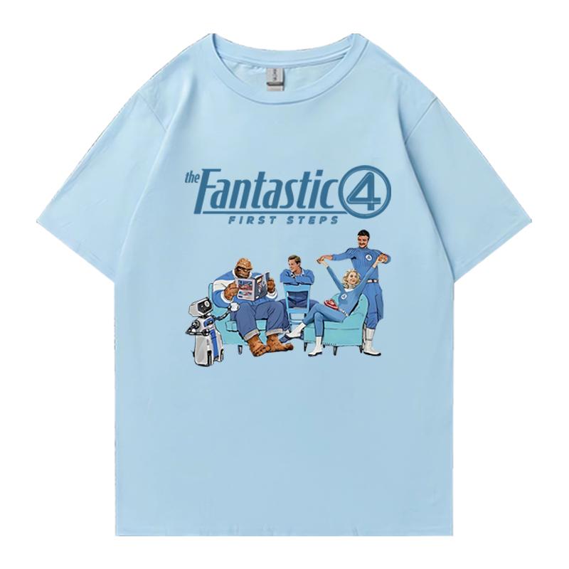 2025 The Fantastic Four First Steps Oversized 100% Cotton short sleeve t-shirts Hip Hop Men Women Summer Unisex T shirt clothing