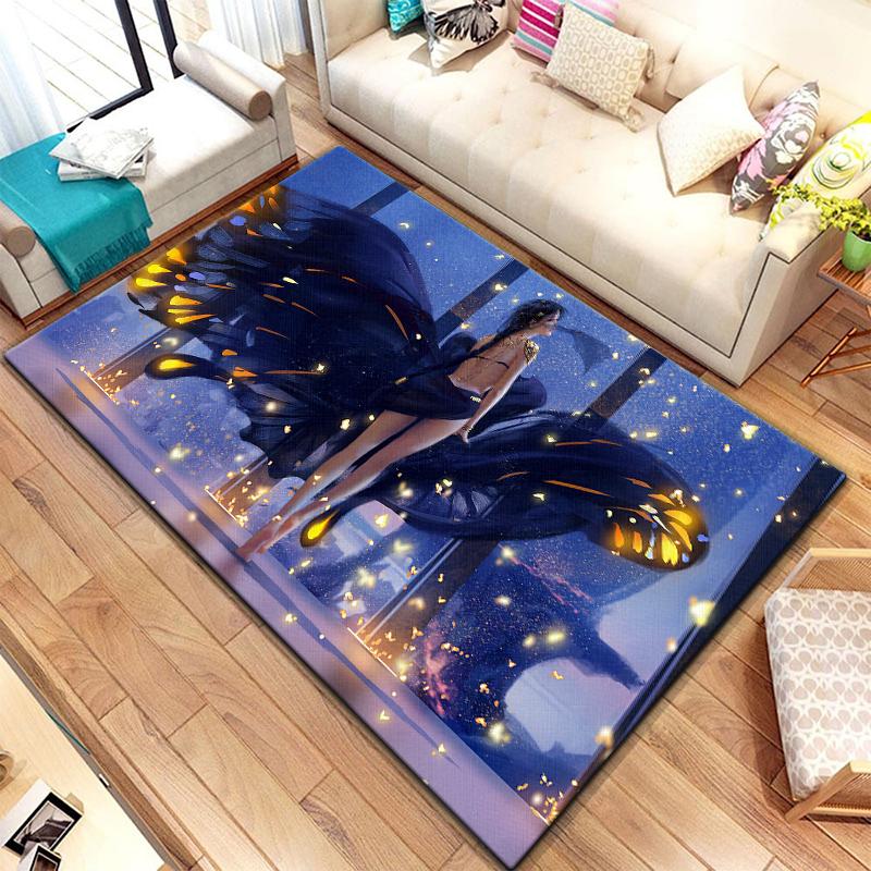 Bivariate ghostblade beautiful Painting Carpet for Living Room Large Area Rug Black Soft Carpet Home Decoration Mats Boho Rugs