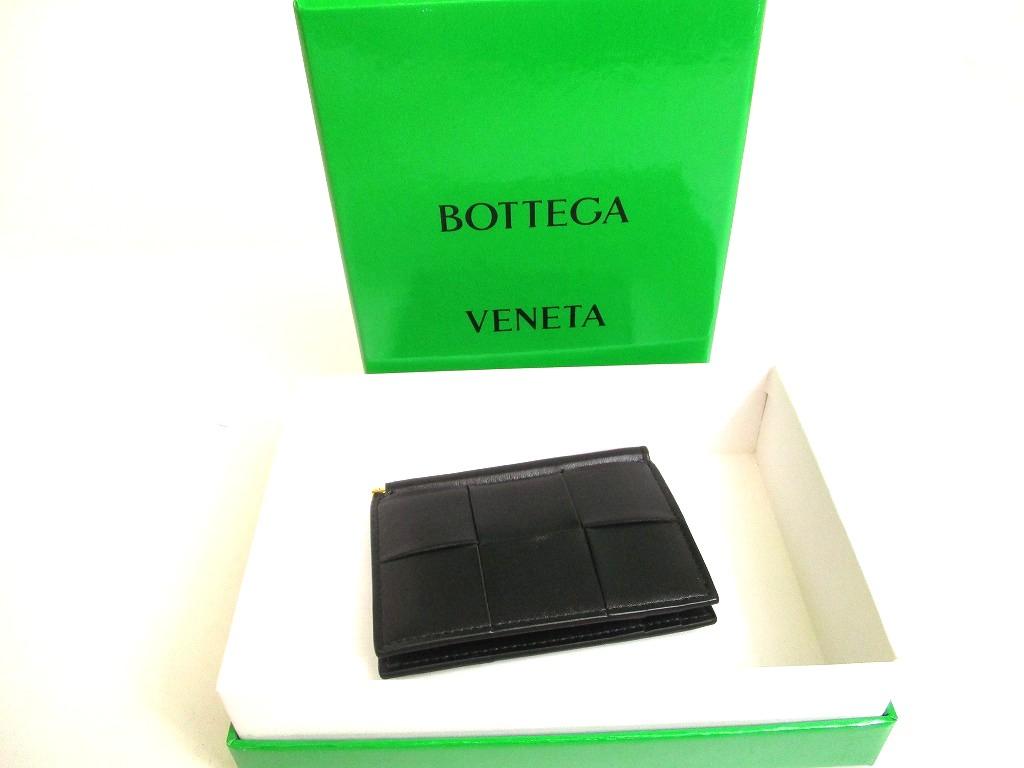 Authentic BOTTEGA VENETA Cassette Black Leather Bifold Bill Wallet #a999 Refurbished