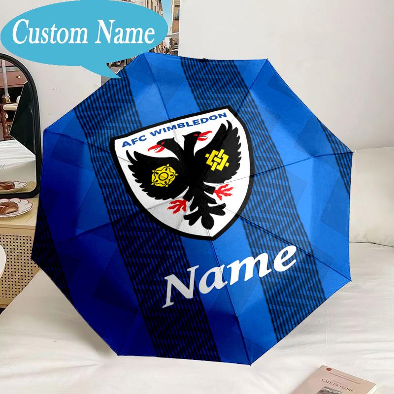 Custom Name Umbrella Wimbledon Football Crest Umbrella 8-Frame for Travel, Camping, Casual Lightweight Portable, Essential for Family Gifts