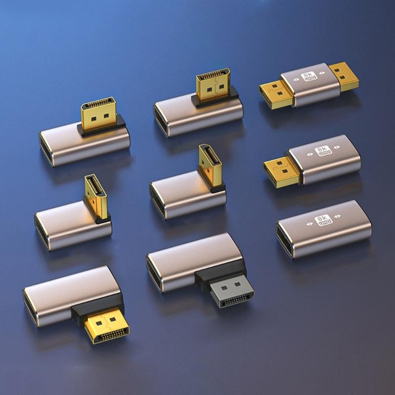 8K  1.4 Adapter Right Angle   Male to Female Vertical Connectors Converter Extender Support 8K@60Hz