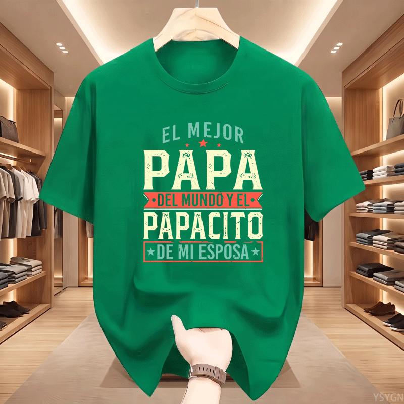 The Best Dad In the World T-shirt Gift for Dad T-Shirt Spanish Father's Day Tees Crewneck Short Sleeve Printed Tees Clothing