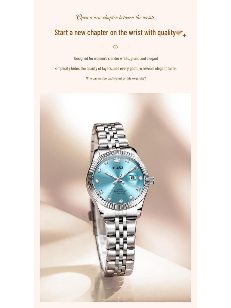 OLEVS Damen Rolex-inspirierte wasserdichte Quarzuhr - High Fashion nicht-leuchtende Armbanduhr