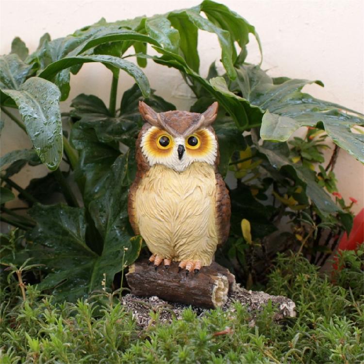 Garden Owl Statue Display Ornament Desktop Figurines Decor Sculpture for Patios